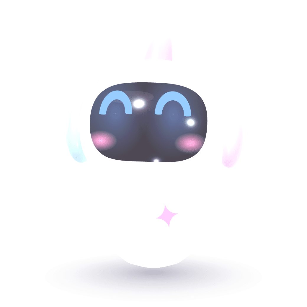 Mochi, the white robot who lives in the notch, looking up at it